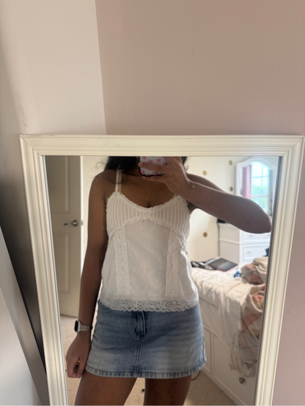 SHEIN White Lace Trim Cami